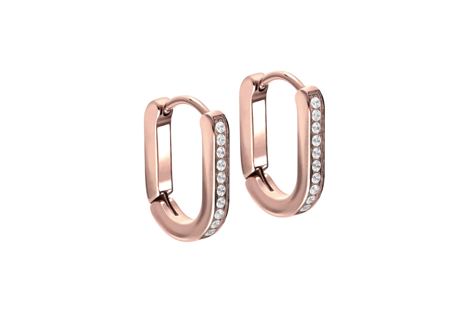 Surgical steel ear clicker creoles OVAL + SETTED CRYSTALS